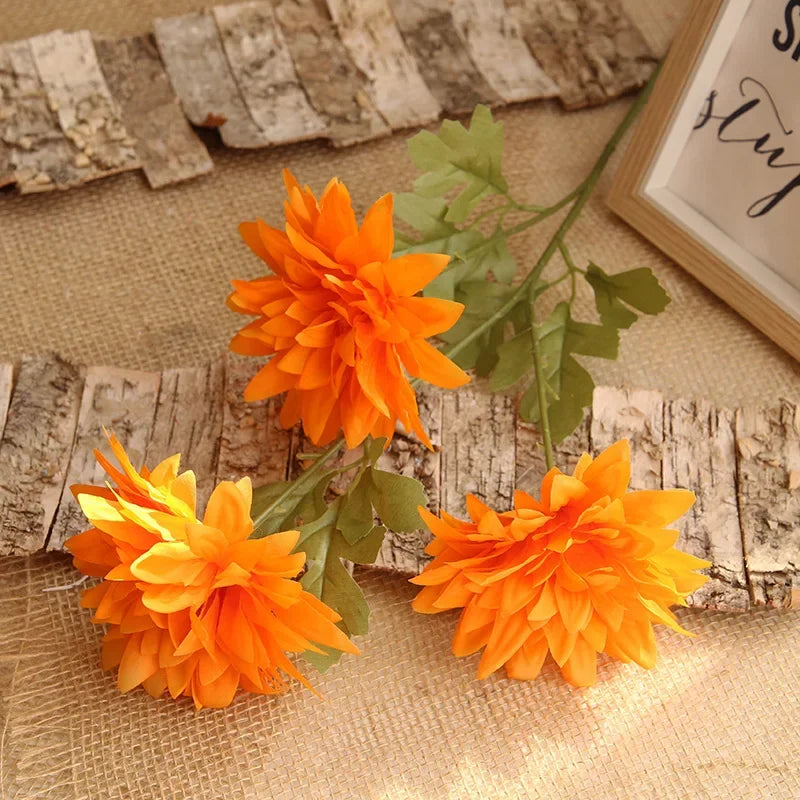 lot de 4 branches de dahlia artificielles en soie décoratives - vue 6 sur 7