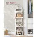 VASAGLE Slim Shoe Rack, Narrow Shoe Storage Organiser, 6-Tier Shoe Stand, for Small Spaces, Hallway, Cloakroom
