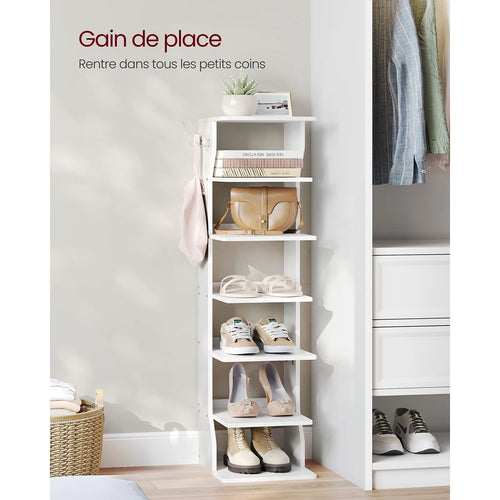 VASAGLE Slim Shoe Rack, Narrow Shoe Storage Organiser, 6-Tier Shoe Stand, for Small Spaces, Hallway, Cloakroom - vue 3 sur 7