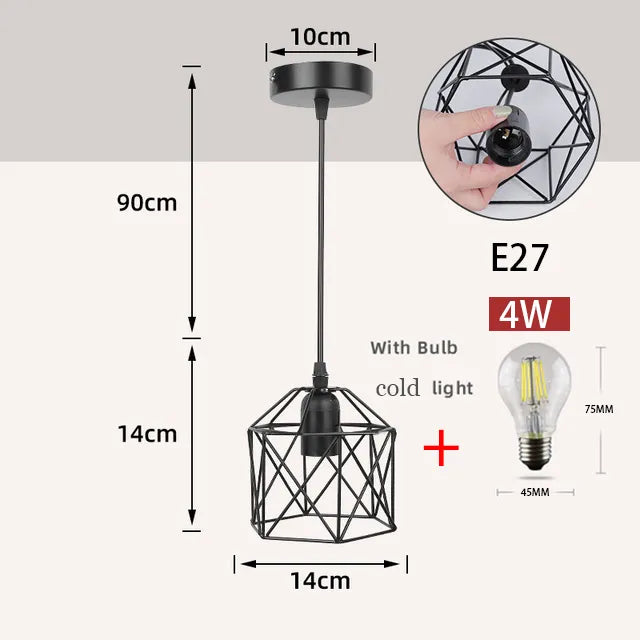 Suspension lampes suspendues Vintage pour plafonnier Cage en métal nordique Led lustre lampe suspendue pour îlot de cuisine - vue 11 sur 12