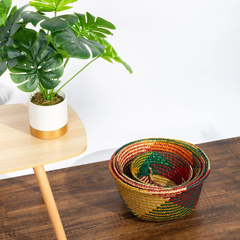 panier de rangement pliable en jonc de mer pour linge jouets et décoration - vue 8 sur 7