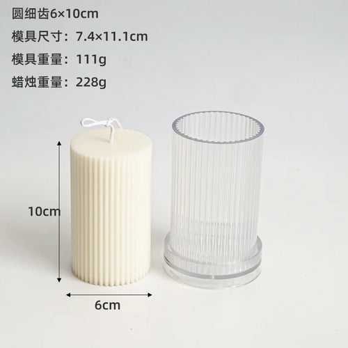 moule cylindrique à rayures pour fabrication de bougies en acrylique - vue 9 sur 14