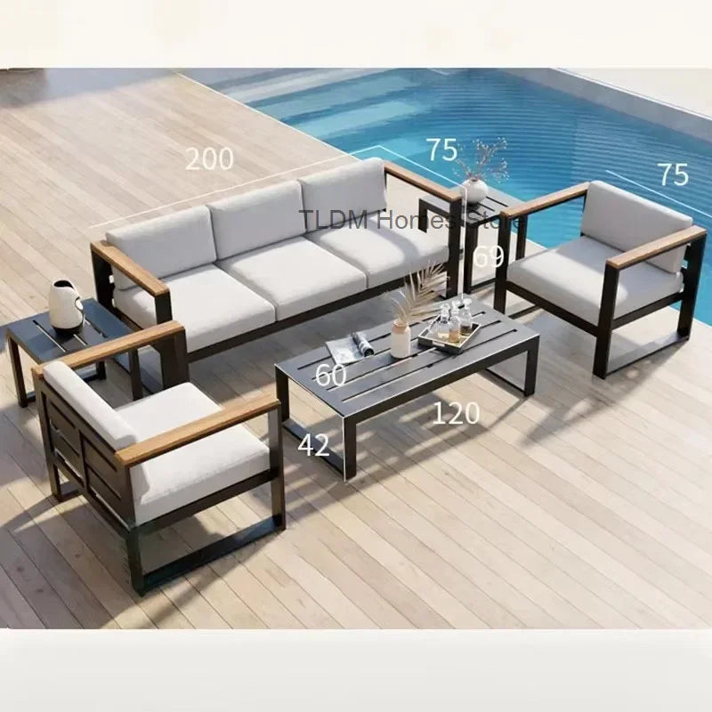 canapés de jardin en aluminium étanche mobilier extérieur combiné - vue 7 sur 18