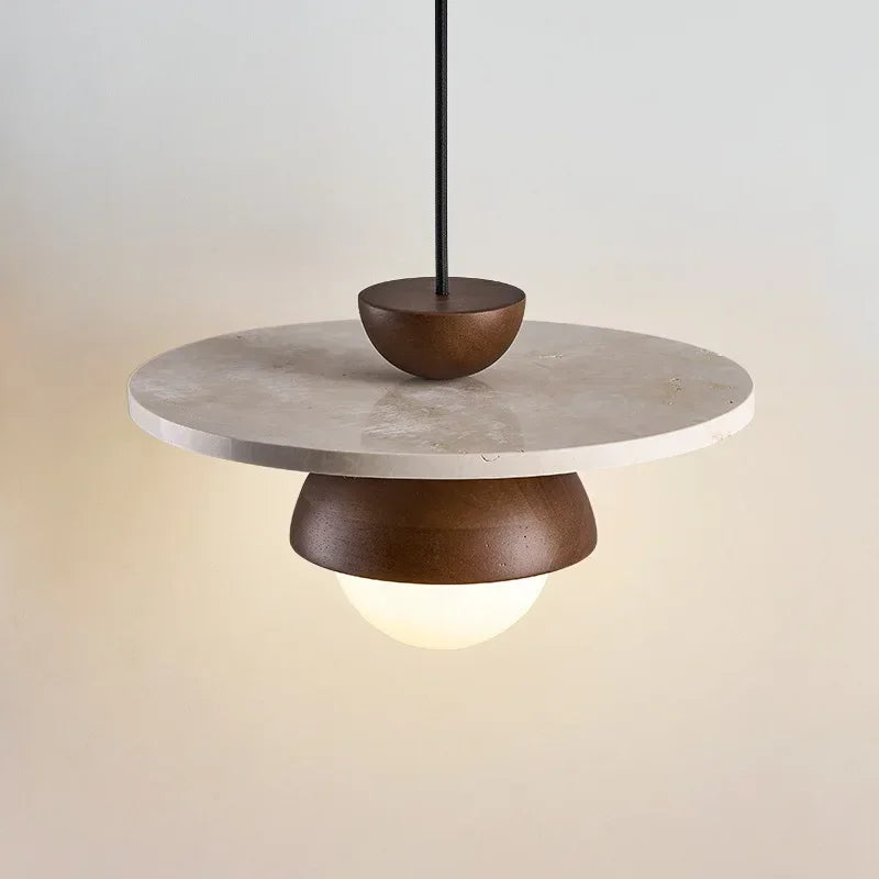 Modern LED pendant lamp, walnut stone pendant lamp, bedside lamp, indoor home decoration - vue 3 sur 7