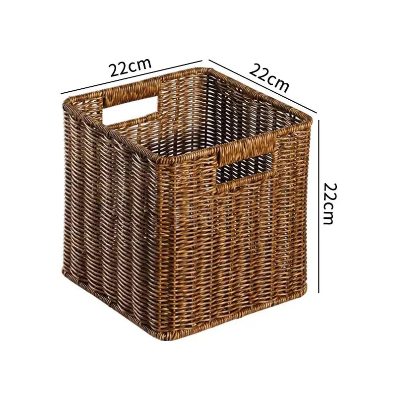 Strong Rectangle Woven Storage Basket with Handles, Waterproof Plastic Baskets for Home Toy Storage, Nest - vue 11 sur 15