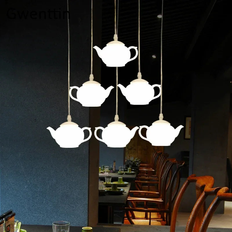 suspension théière moderne à led pour décoration intérieure nordique - vue 5 sur 7
