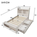 Children bed single bed storage bed with drawers, shelf and bench with storage space, wooden bed 90x200 cm, bed frame and slattenro
