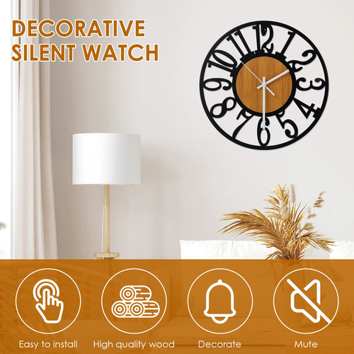 horloge murale silencieuse en fer avec chiffres arabes