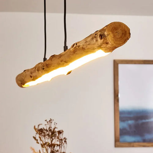 Minimalist Japanese style wooden pendant light for interior decoration - vue 4 sur 6
