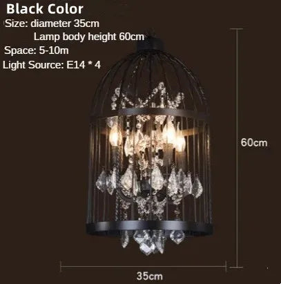 Vintage iron birdcage chandelier creative decorative lighting for interiors
