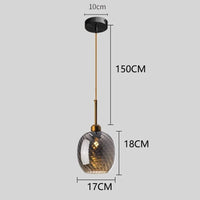 Suspension nordique forme en verre fumé pour éclairage intérieur