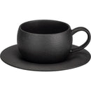 Tasse retro ceramique avec soucoupe motif pierre brute