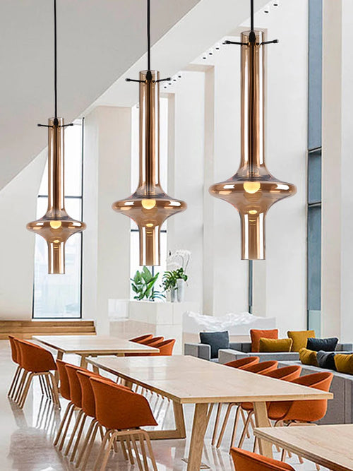 lustre en verre à joint en bambou créatif pour décoration intérieure