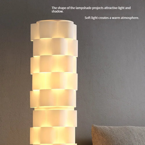 Lampadaire LED design moderne tissu blanc - vue 6 sur 6