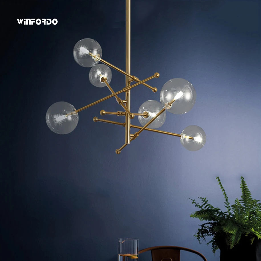 lustre winfordo globe led suspendu avec bulles de verre pour décoration - vue 7 sur 12