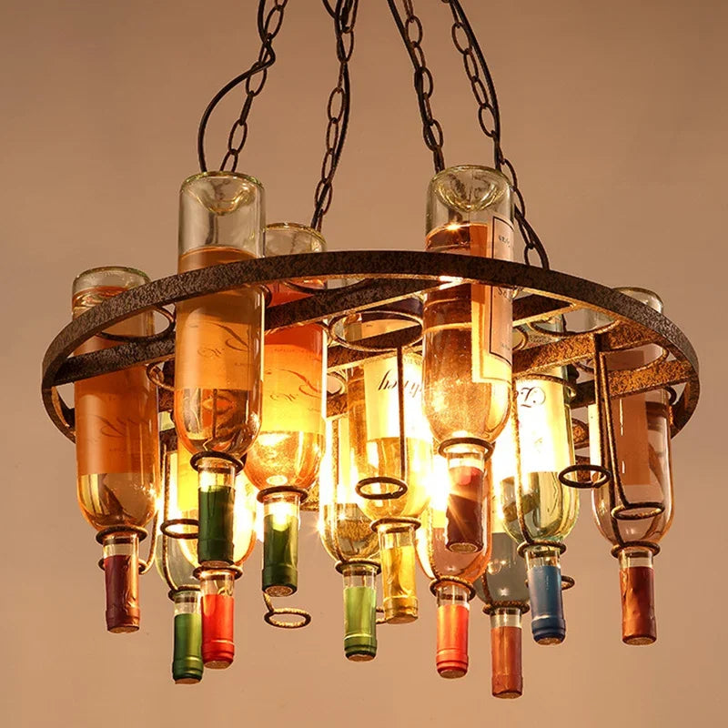 lustre industriel vintage nordique créatif pour bouteille de vin - vue 3 sur 10