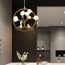lustre design nordique cage à oiseaux branche d'arbre halo