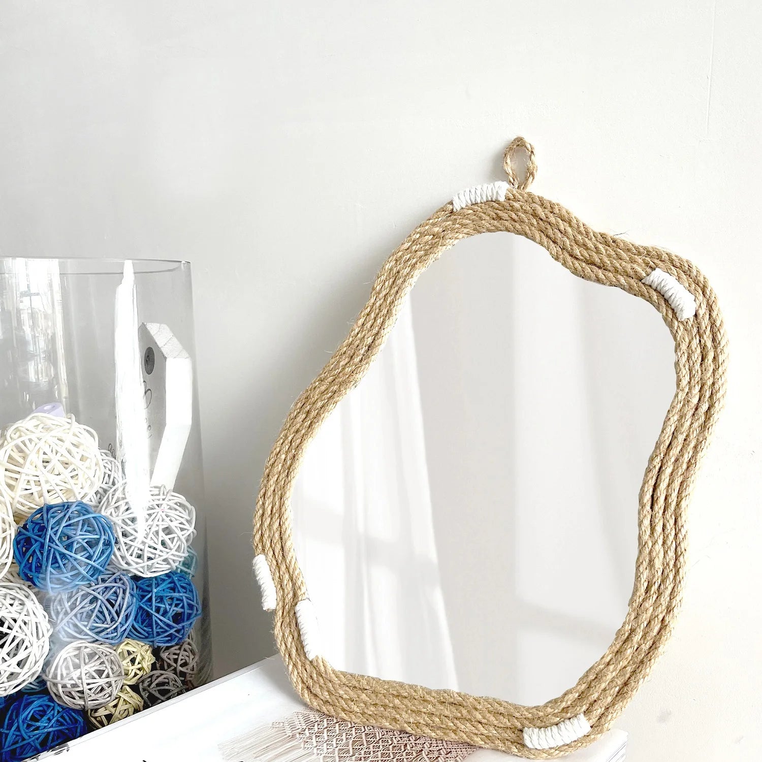 miroir décoratif nordique tissé à la main mural créatif et original - vue 8 sur 7