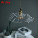 Minimalist nordic pendant light japanese style brass glass flower lamp