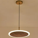 Suspension design ronde Led en noyer noir