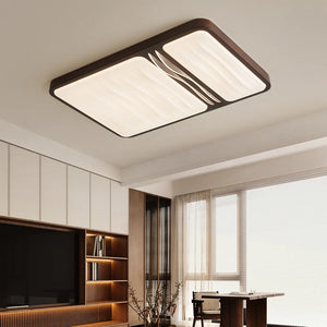 Rectangular full spectrum ceiling light in black walnut