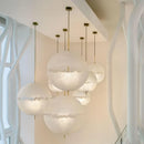Suspension lune led style italien en fibre de verre