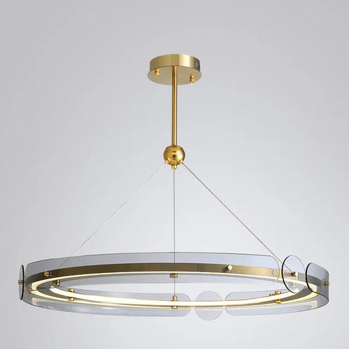 SANDYHA minimalist Nordic circular glass crystal chandelier for dining and living room - vue 7 sur 10