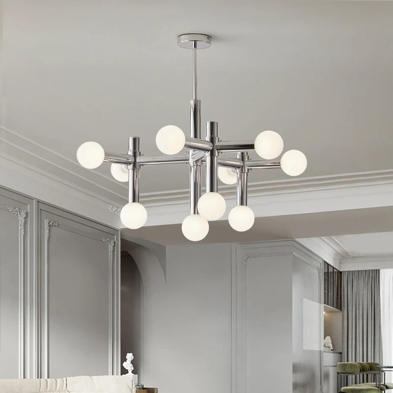 lustre moderne design nordique en verre et métal - vue 5 sur 7