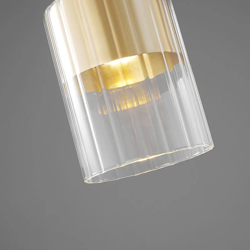 lustre moderne en laiton verre transparent fil réglable - vue 6 sur 8
