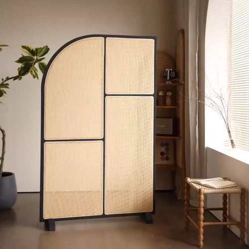 Japanese-style solid wood rattan screen partition is opposite the door to the home, living room entrance is blocked, and mobile - vue 10 sur 29