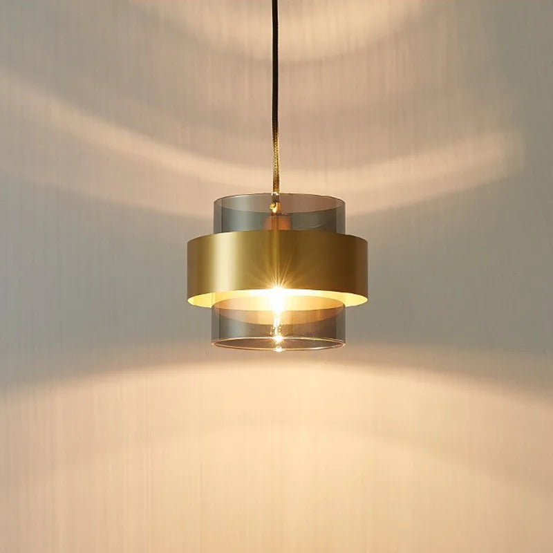 lustre led élégant nordique en verre doré pour décoration intérieure - vue 2 sur 8