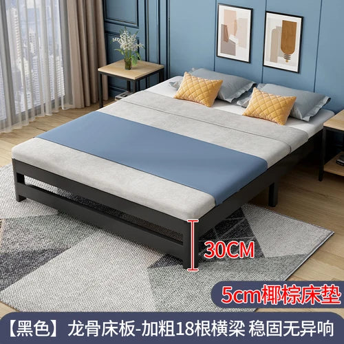 Single tatami bed frame, modern and simple home master bedroom, 1.8-meter double iron bed - vue 24 sur 29