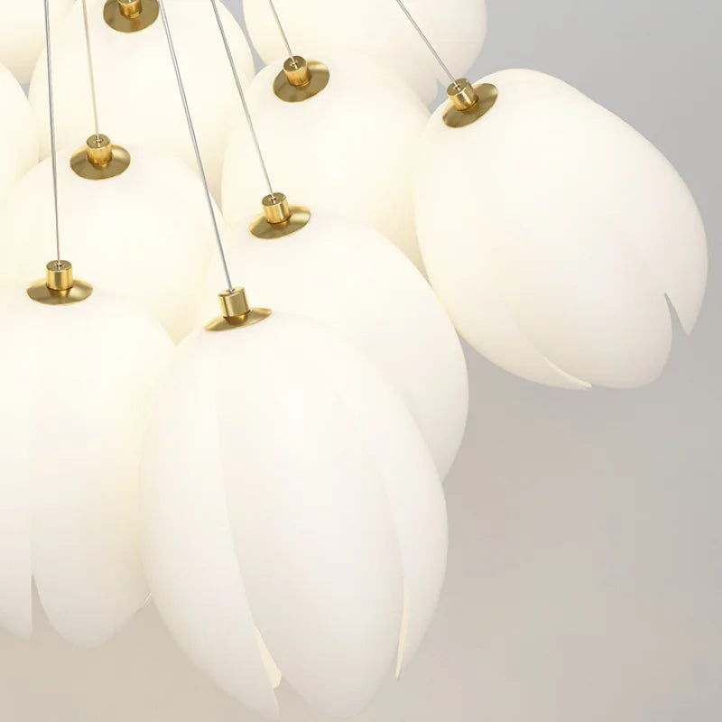 lustre moderne tulipe sandyha suspension led lampara soffitto - vue 5 sur 8