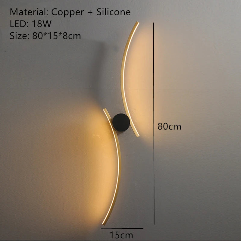 Minimalist copper LED wall light for decorative ambience - vue 12 sur 14