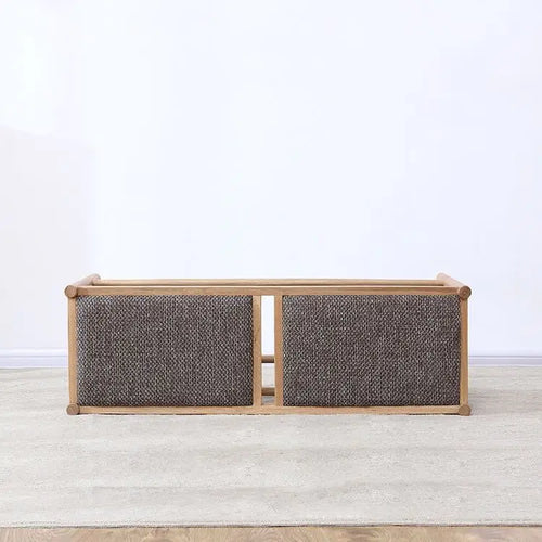 banc nordique en bois massif avec corde tressée design simple - vue 6 sur 6