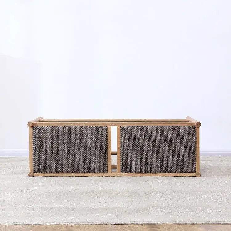 banc nordique en bois massif avec corde tressée design simple - vue 6 sur 6