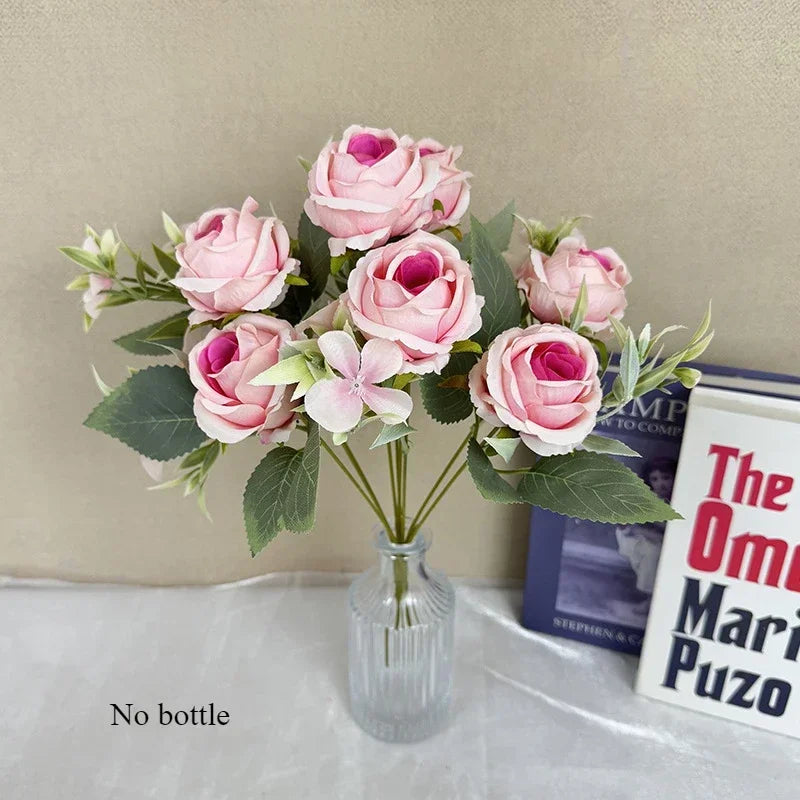 bouquet de roses artificielles en soie pour décoration intérieure - vue 9 sur 14