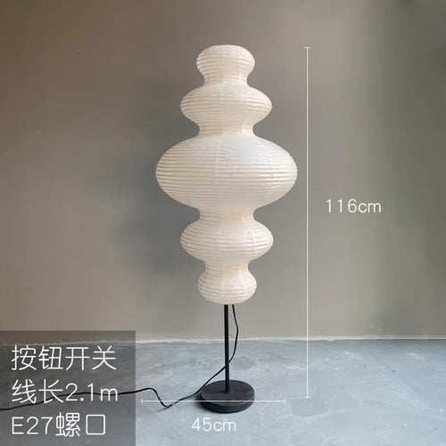 Noguchi wabi sabi rice paper pendant light minimalist vintage design - vue 9 sur 8
