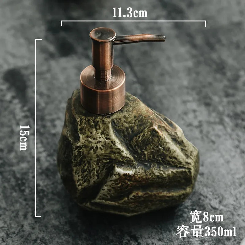 Realistic Ceramic Soap Dispenser - Stone-Like Hand Sanitizer Bottle with Pump, Luxury Shampoo and Shower Gel Refill Bottle - vue 7 sur 8