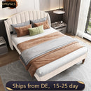 VSOGA Upholstered Bed 140*190 With Slatted Base And Headboard Teen Bed Single Bed Velvet, Beige