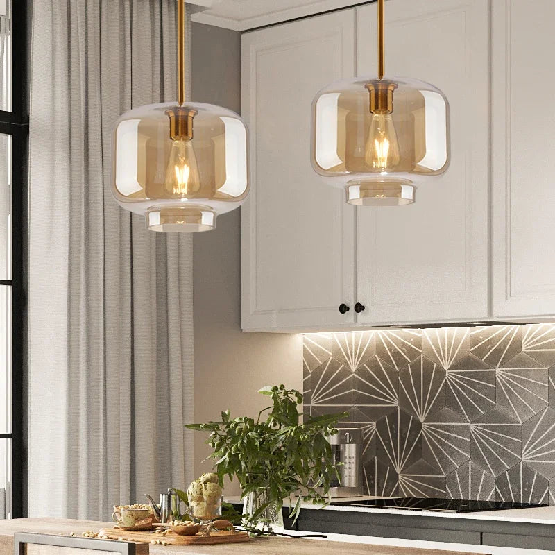 Suspension LED en verre design nordique luminaire décoratif d'intérieur
