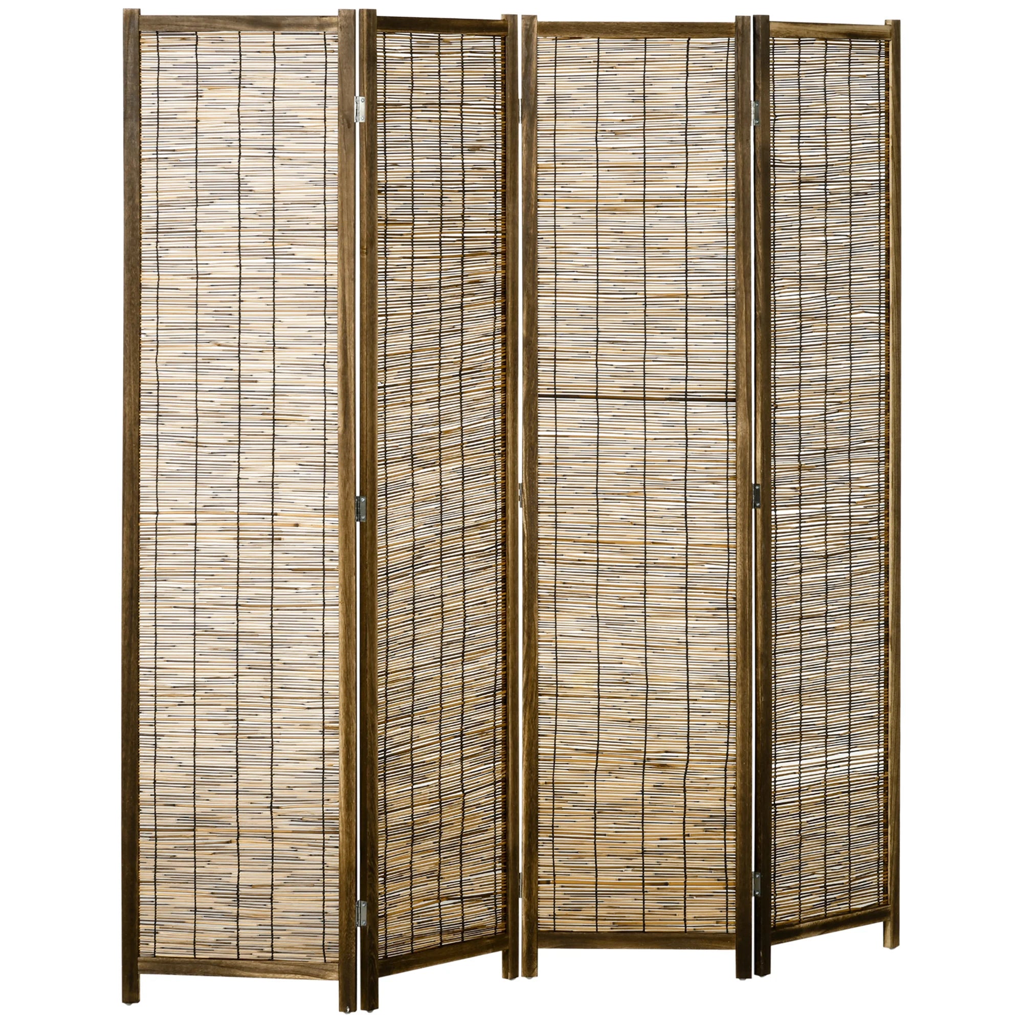 HOMCOM 4 panel folding wooden and Reed 160x1.8x170 cm Natural