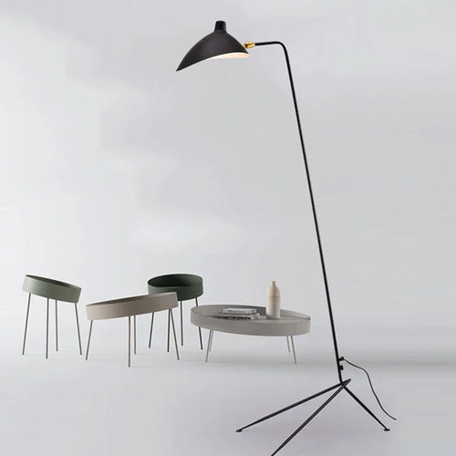 lampadaire minimaliste blakc en métal avec abat-jour rotatif