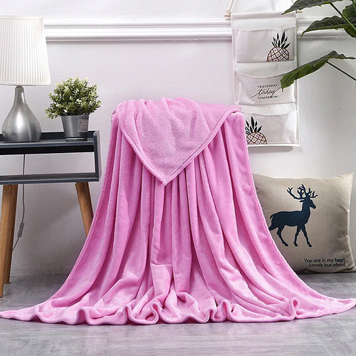 Plaid flanelle polaire corail doux chaud canapé lit