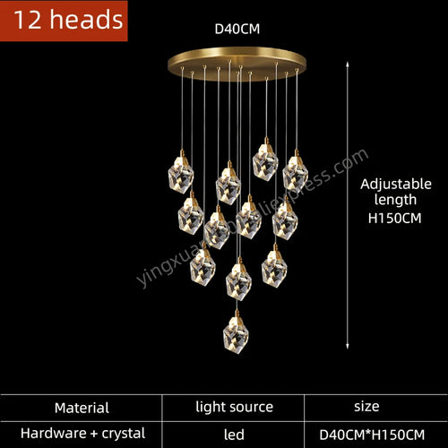 lustre en cristal suspendu pour un éclairage élégant et moderne - vue 10 sur 14
