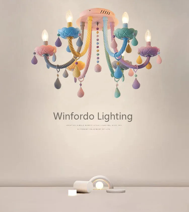 Plafonnier coloré pour enfants lustre moderne Fort chambre d'enfants avec douilles E14/E12 Moe éclairage lampe pour enfants - vue 2 sur 9