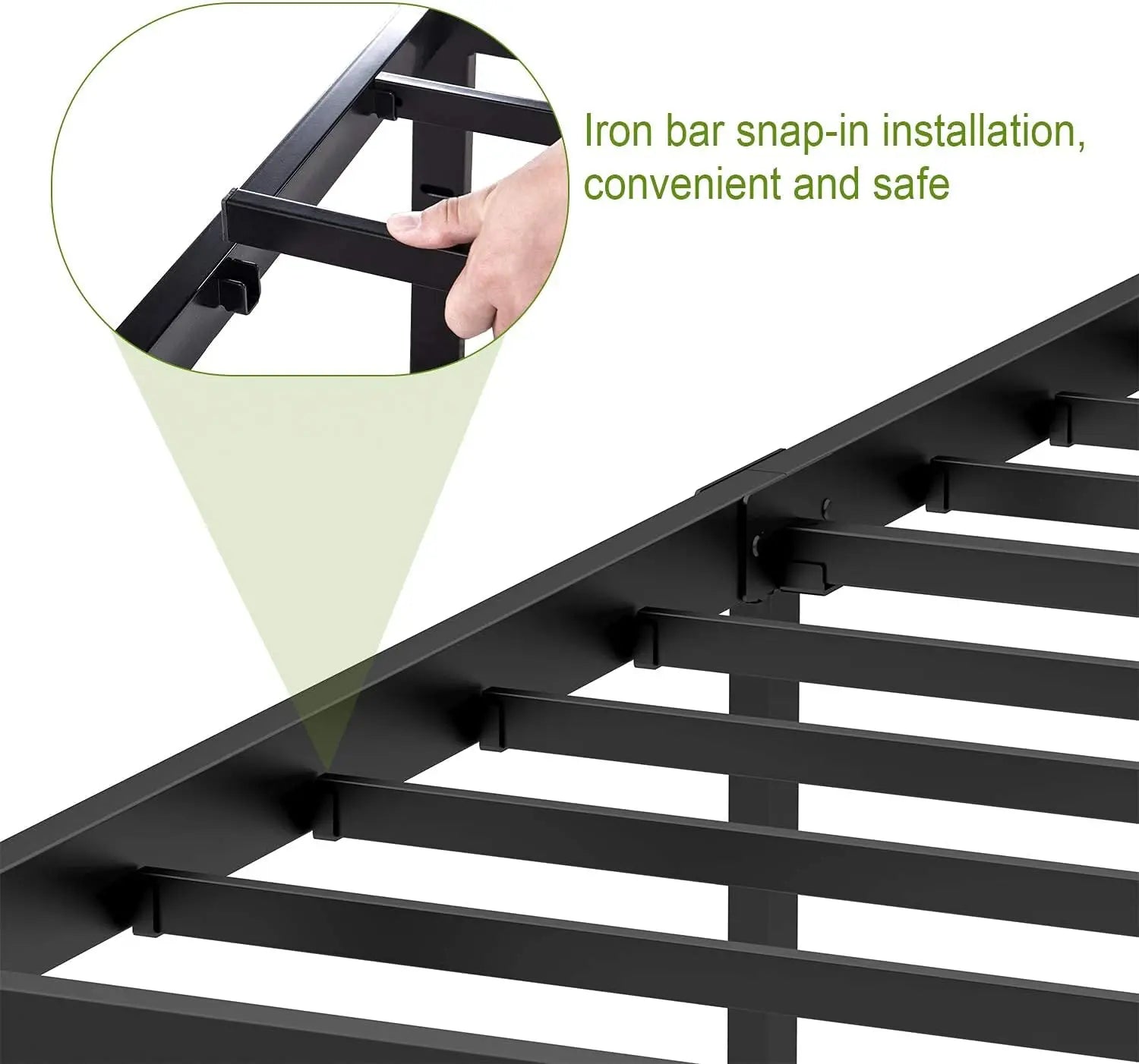 3500lbs Heavy Duty,18 Inch Metal Platform Bed Frame Steel Slat Mattress Foundation/Reinforced Platform/Noise Free/Easy Assembly - vue 6 sur 10