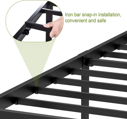 3500lbs Heavy Duty,18 Inch Metal Platform Bed Frame Steel Slat Mattress Foundation/Reinforced Platform/Noise Free/Easy Assembly - vue 7 sur 10