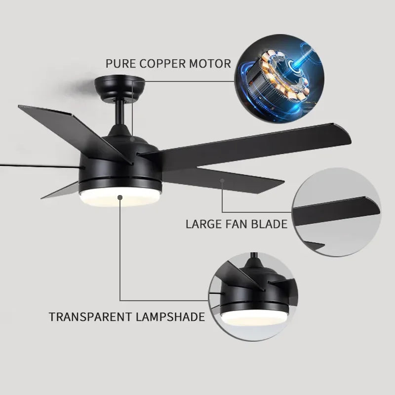 plafonnier silencieux avec télécommande trois pales pour ventilation optimale - vue 4 sur 6