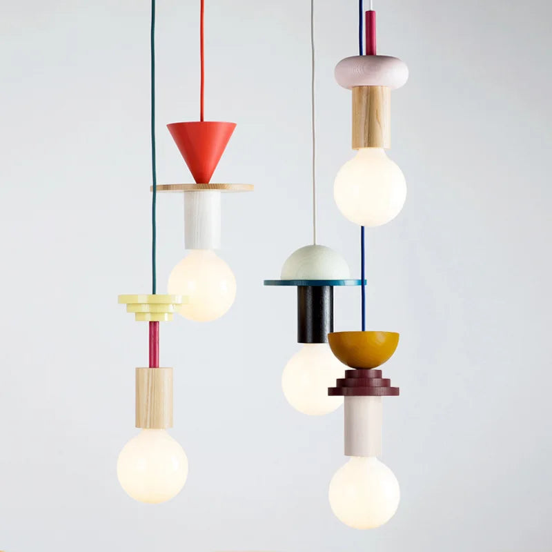 Suspension LED design bois petite lumière déco - vue 2 sur 14